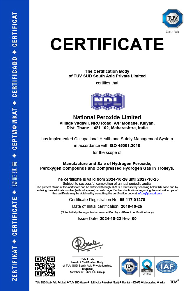 Occupational Health and Safety Management System standard - ISO 45001:2018